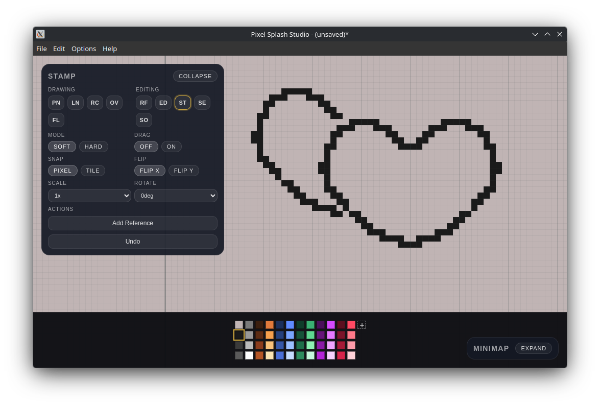 Drawing in progress with hidden minimap